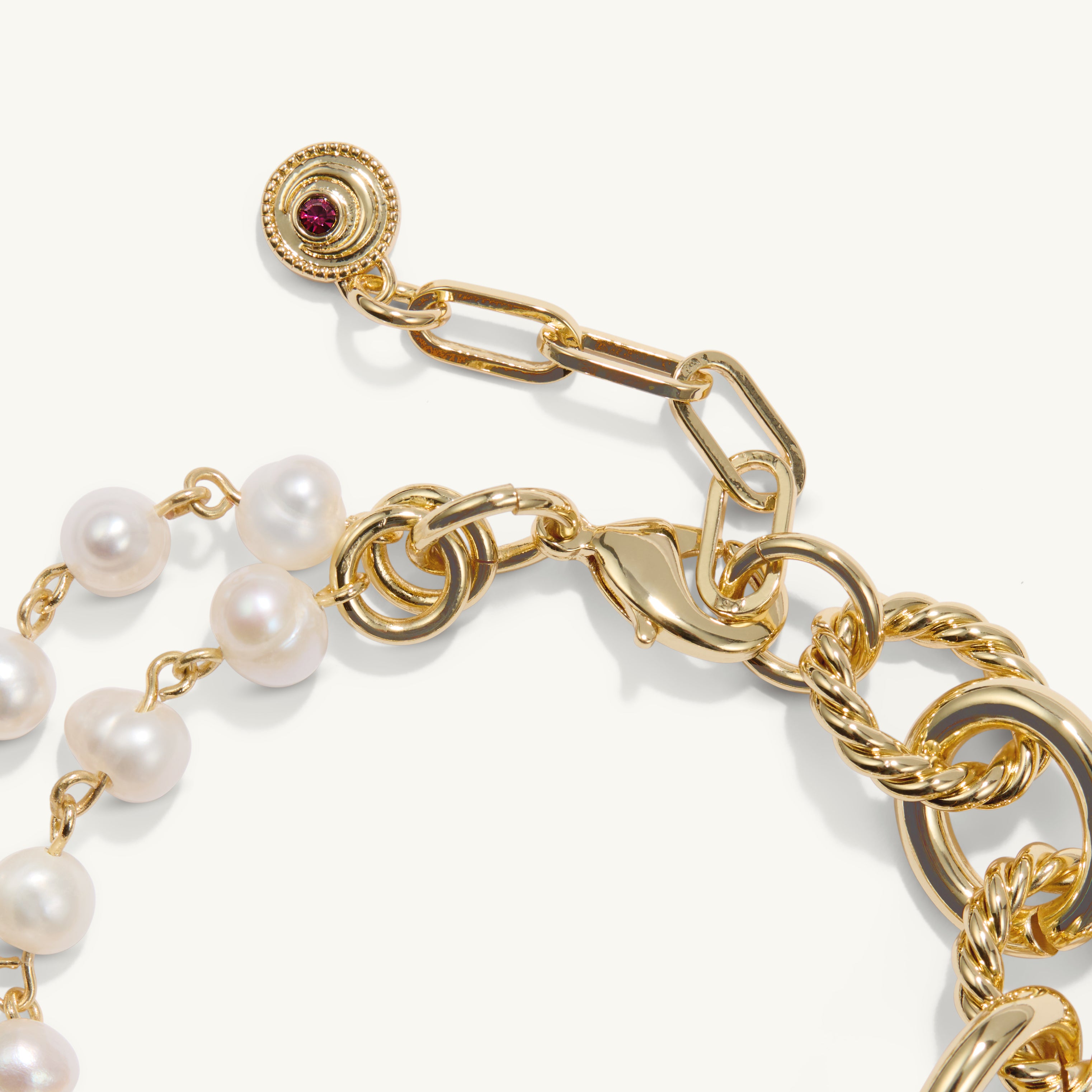 The Elisa Charm Bracelet <br> Freshwater Pearl & 14k Gold Plated