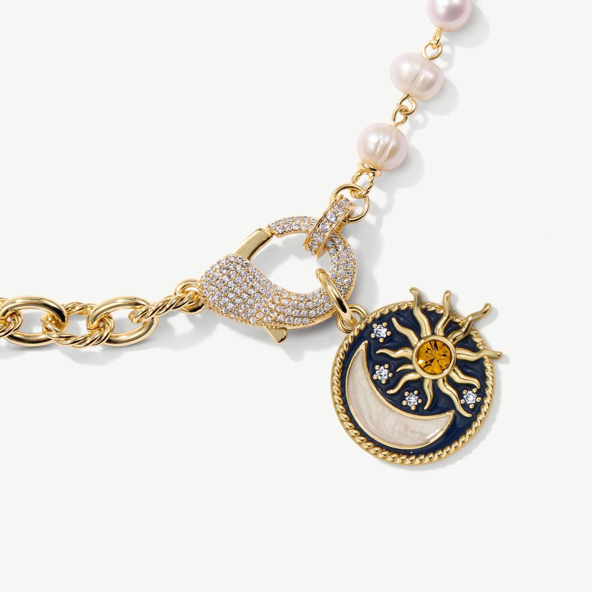 The Chloe Charm Necklace <br> Freshwater Pearl & 14k Gold Plated