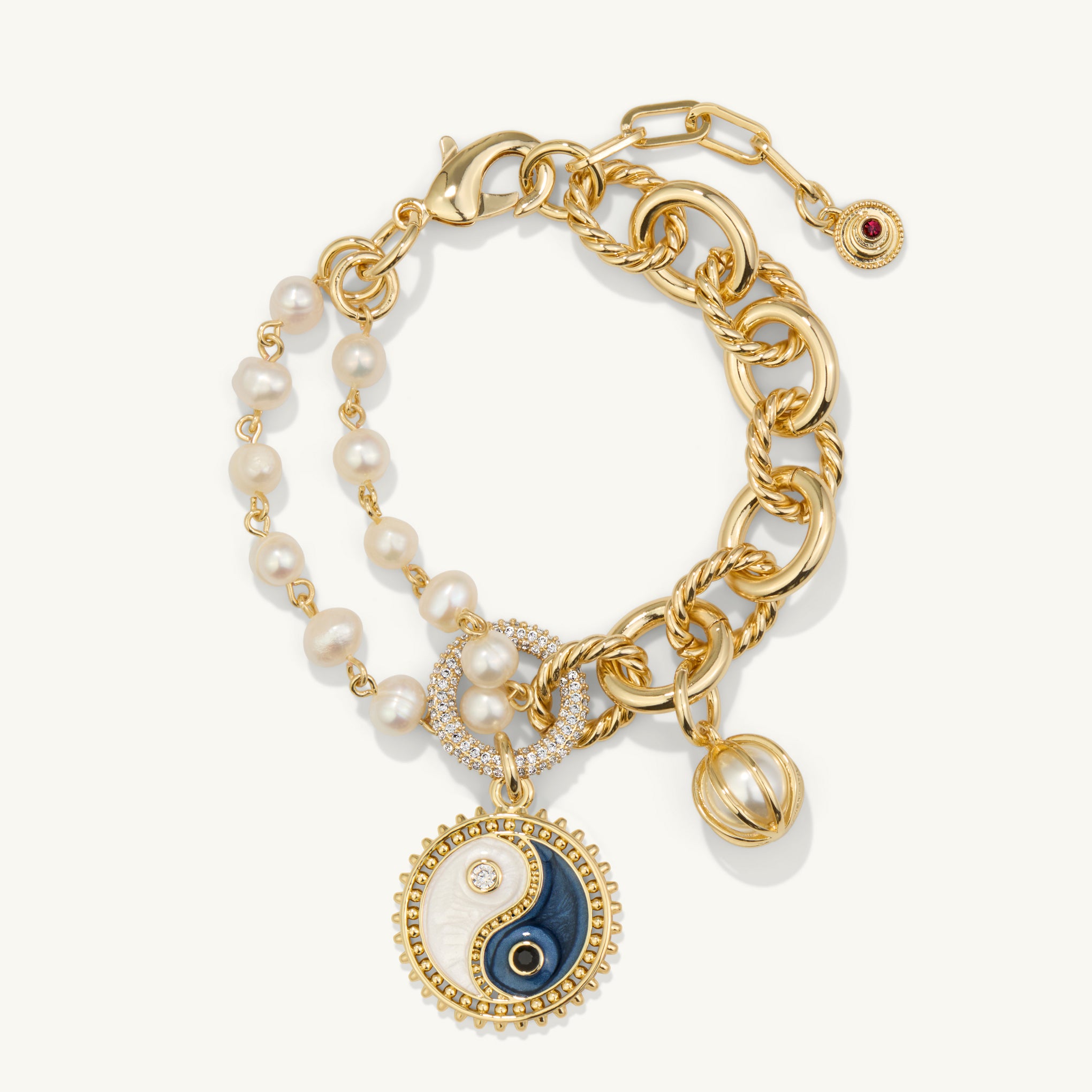 The Elisa Charm Bracelet <br> Freshwater Pearl & 14k Gold Plated