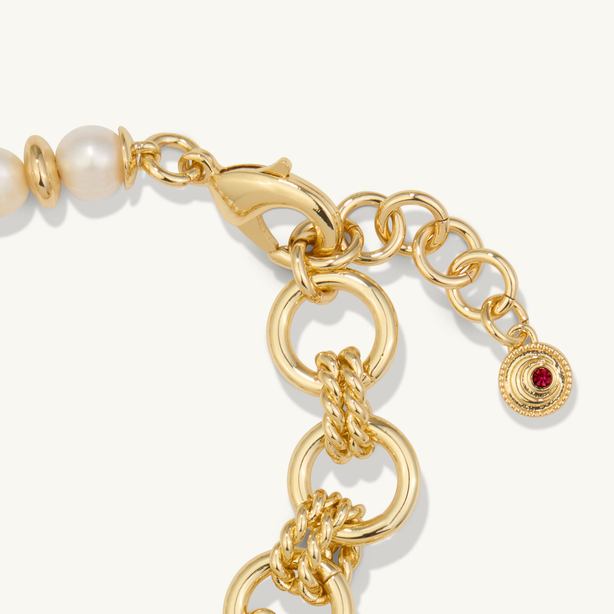 The Monica Charm Bracelet <BR> Freshwater Pearl & 14k Gold Plated