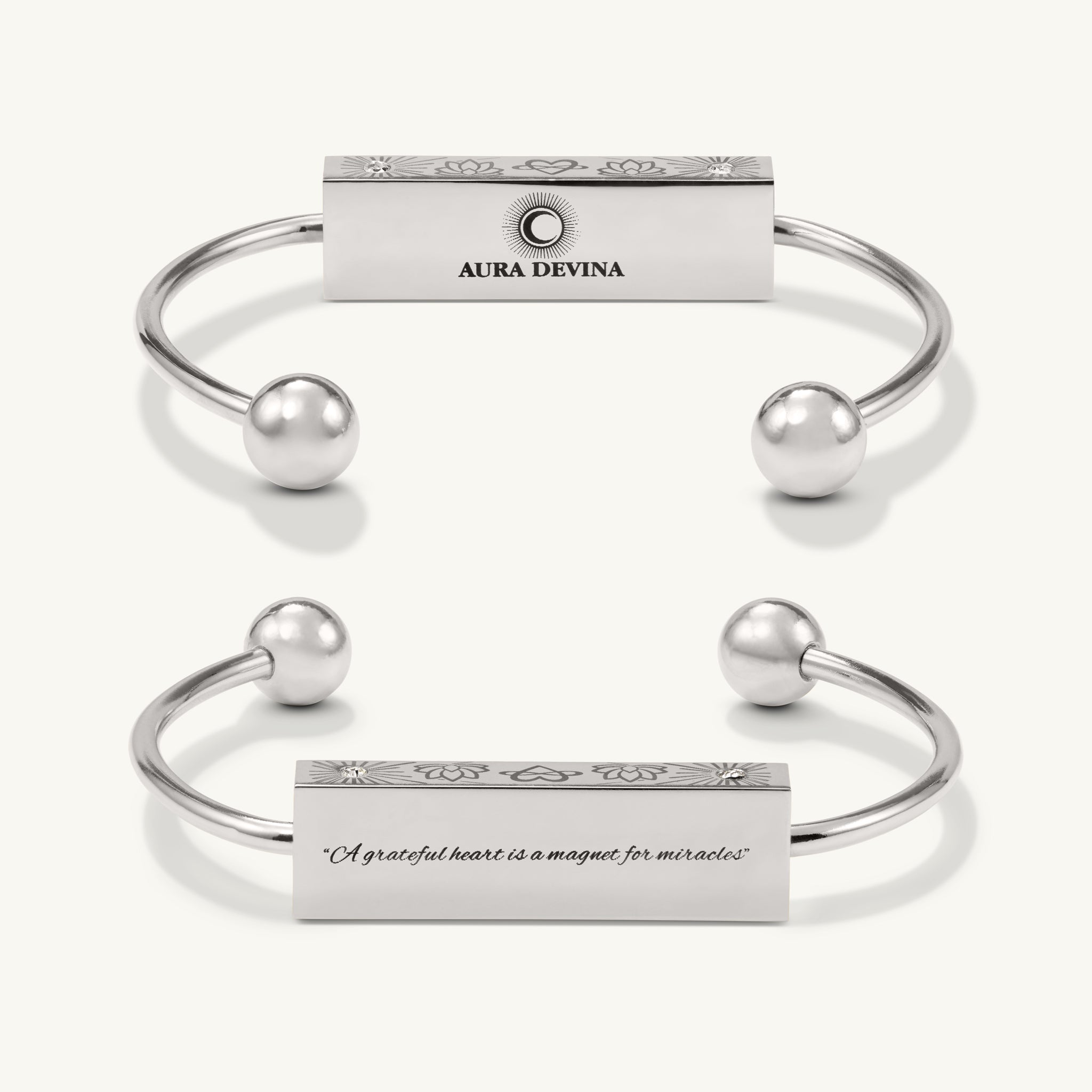 “A Grateful Heart is a Magnet for Miracles” - The Harmony Bracelet - Silver-Aura Devina