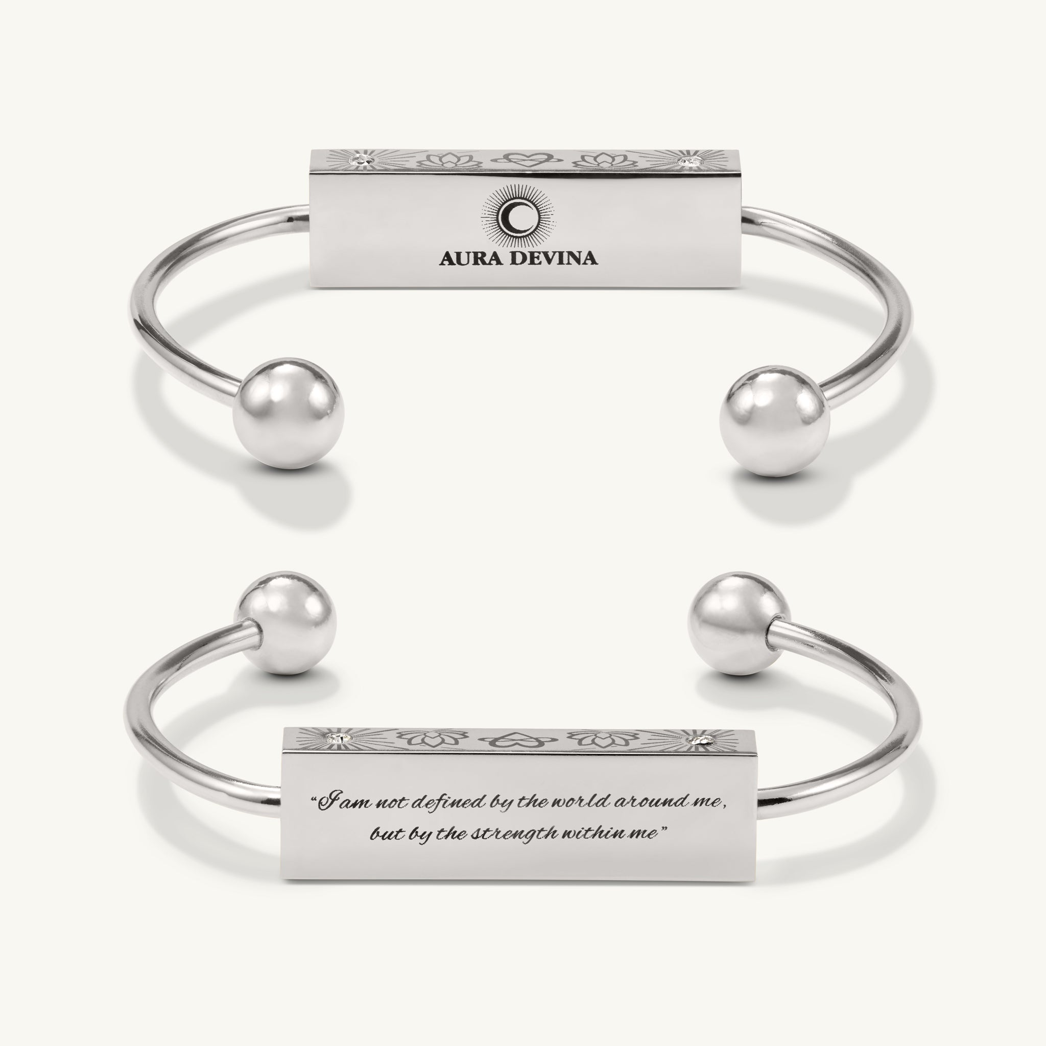 “I am not defined by the world around me, but by the strength within me” - The Harmony Bracelet - Silver-Aura Devina