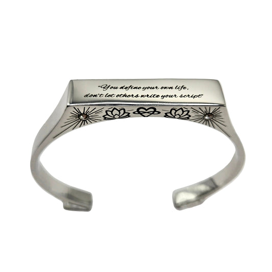 "You define your own life, don’t let others write your script"- The Manifest Cuff Bracelet - Silver