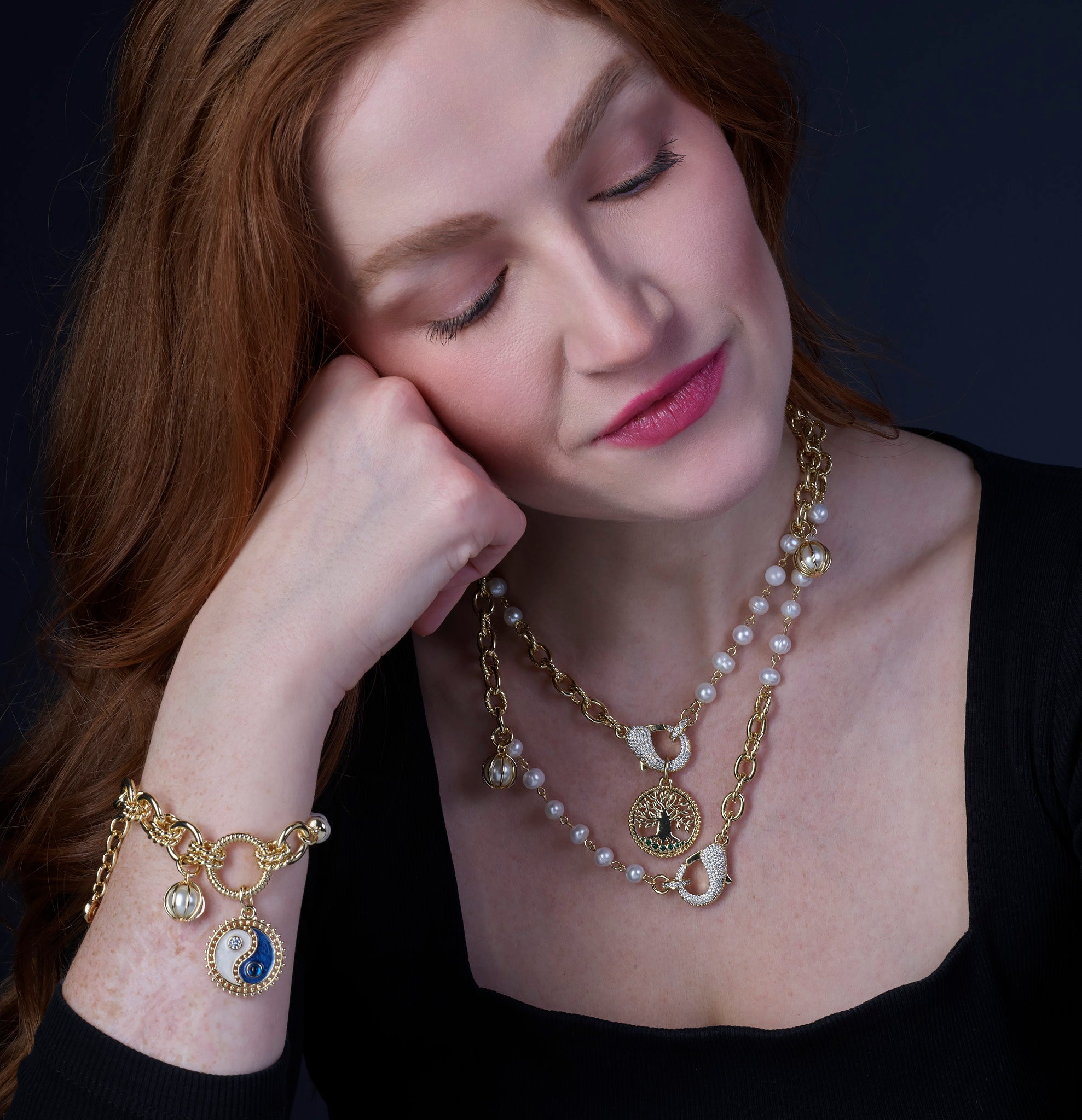 The Chloe Charm Necklace <br> Freshwater Pearl & 14k Gold Plated