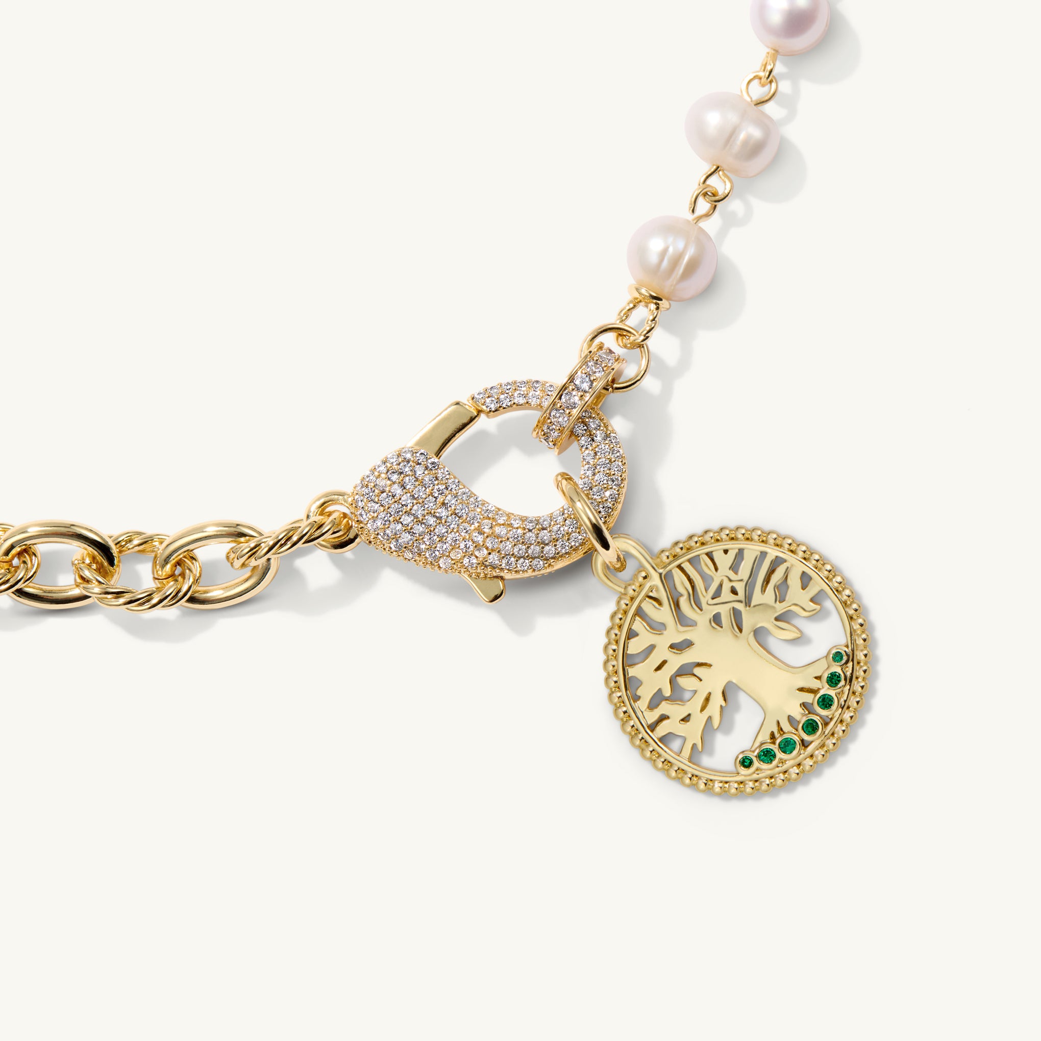 The Chloe Charm Necklace <br> Freshwater Pearl & 14k Gold Plated