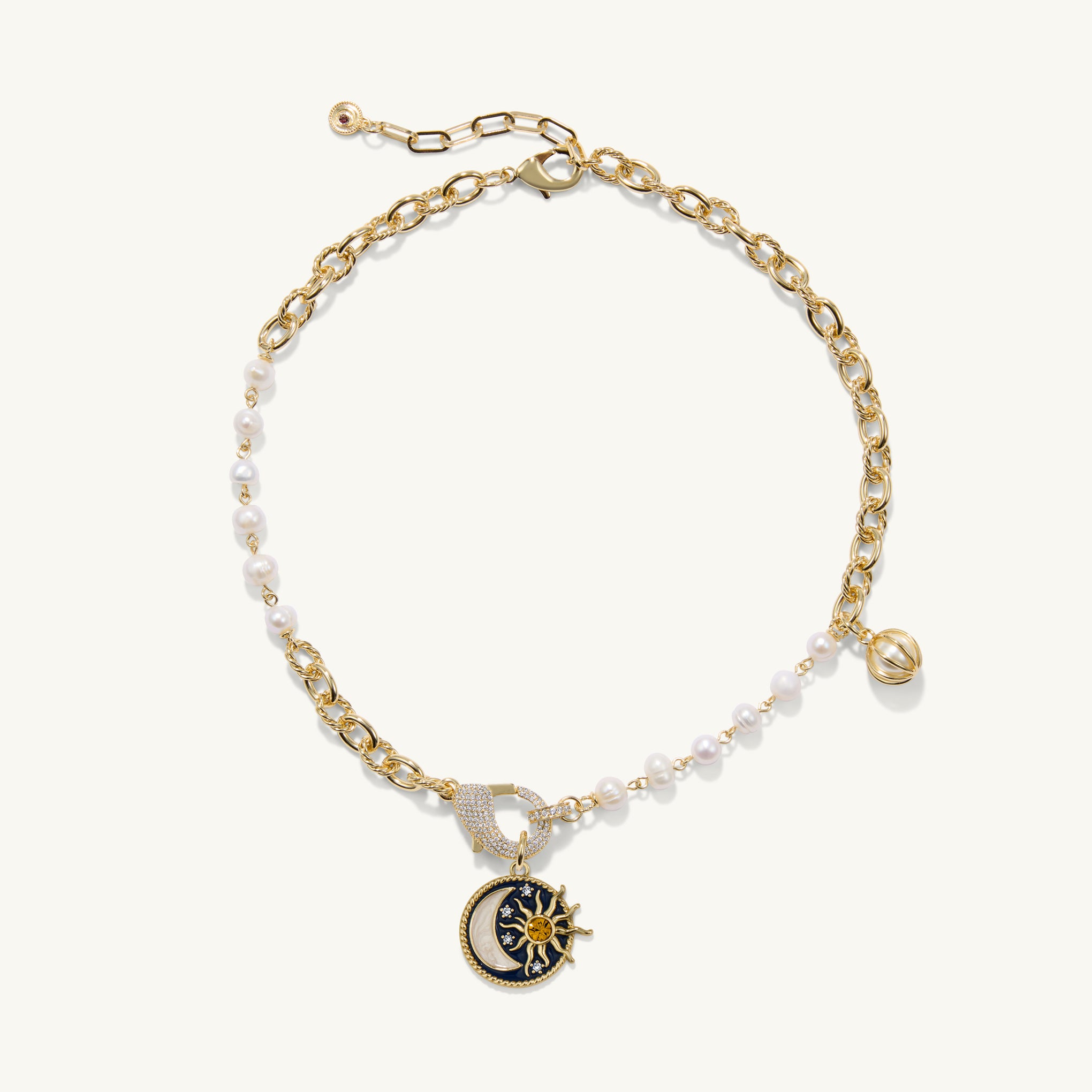 The Chloe Charm Necklace <br> Freshwater Pearl & 14k Gold Plated