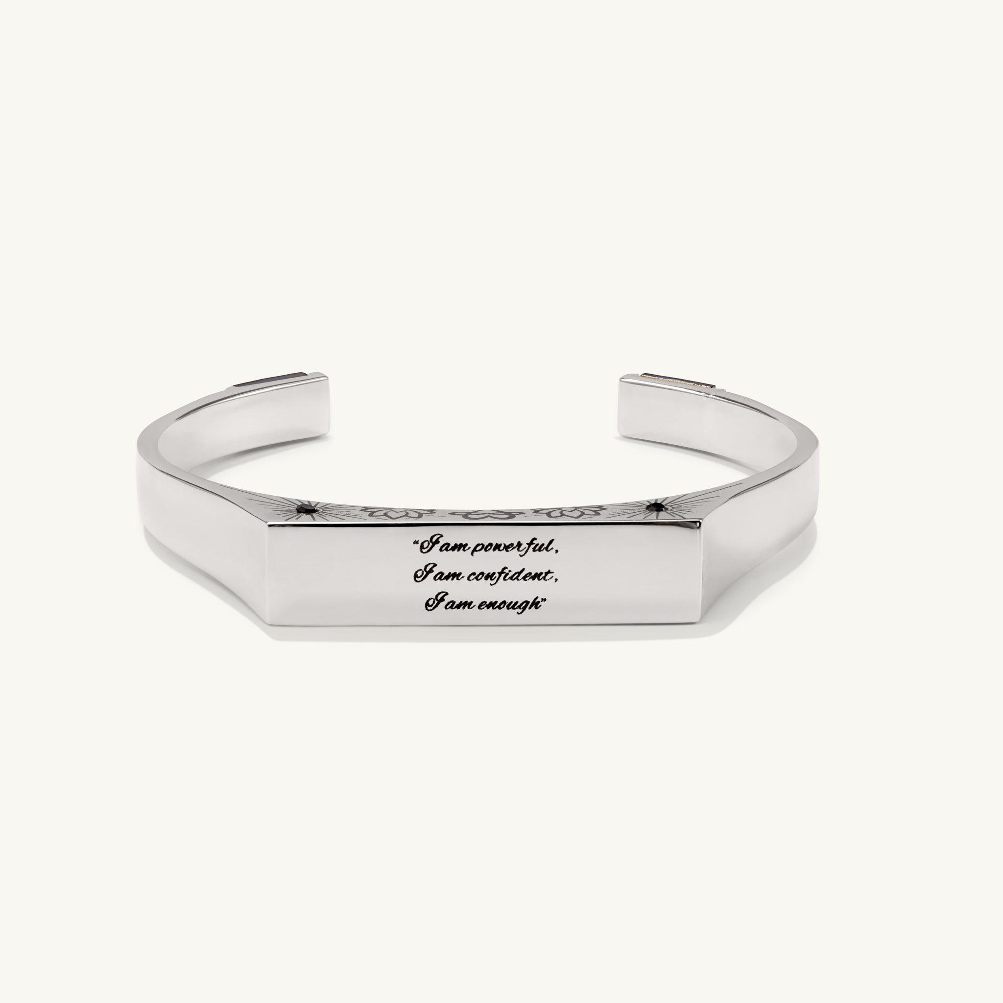 "I am powerful, I am confident, I am enough."- The Manifest Cuff Bracelet - Silver-Aura Devina