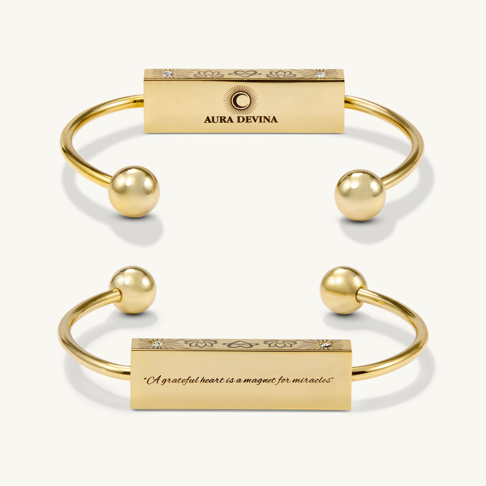 "A Grateful Heart is a Magnet For Miracles" - The Harmony Bracelet - Gold-Aura Devina