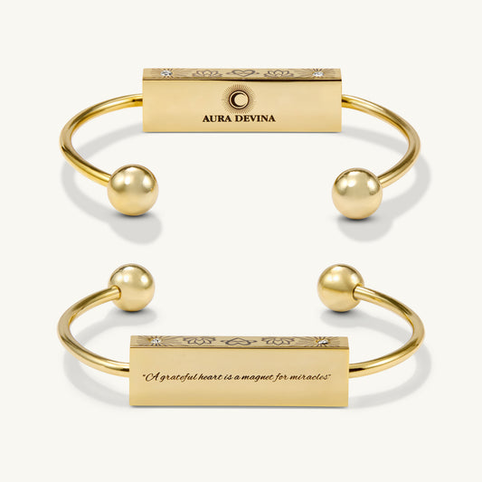 "A Grateful Heart is a Magnet For Miracles" -  The Harmony Bracelet - Gold