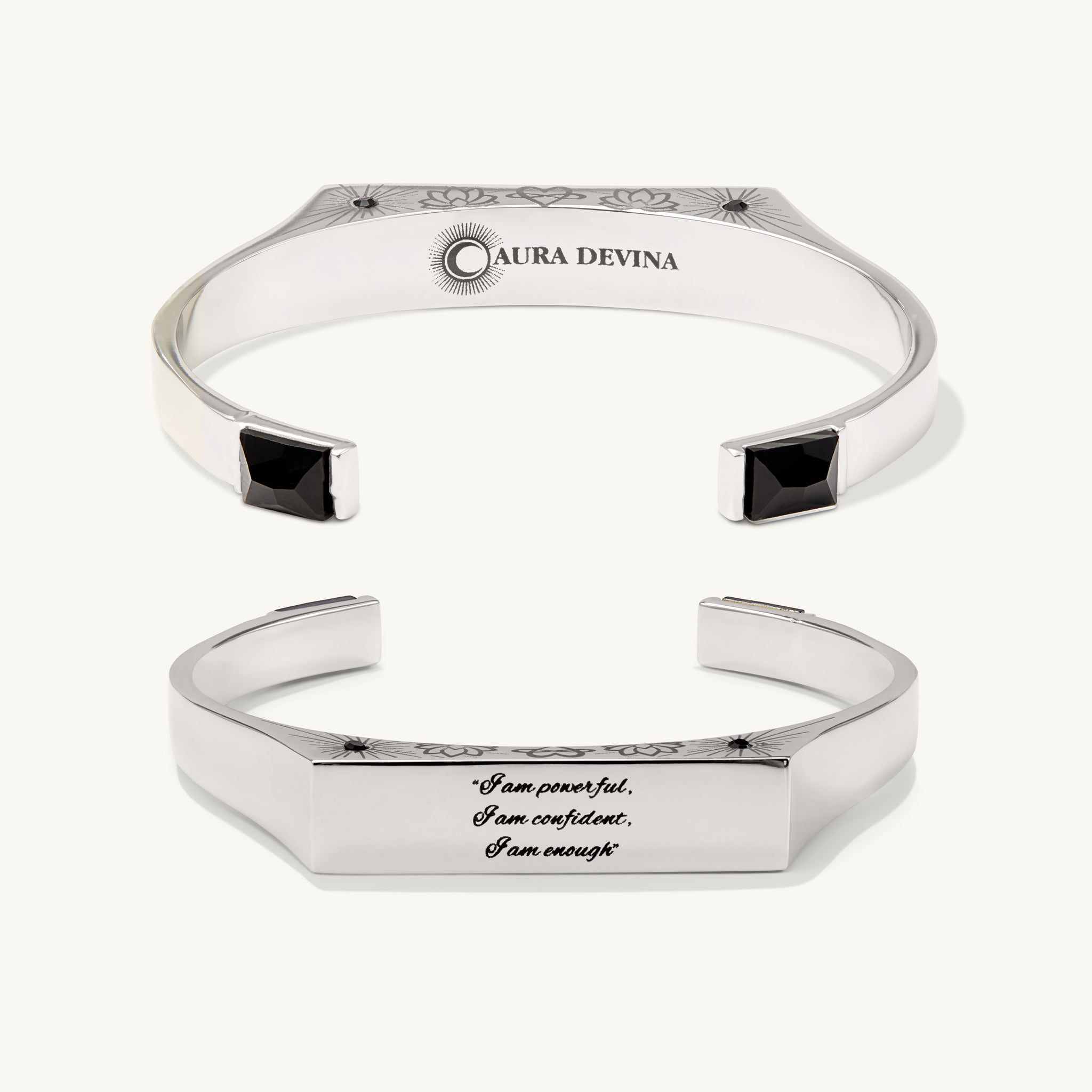 "I am powerful, I am confident, I am enough."- The Manifest Cuff Bracelet - Silver-Aura Devina