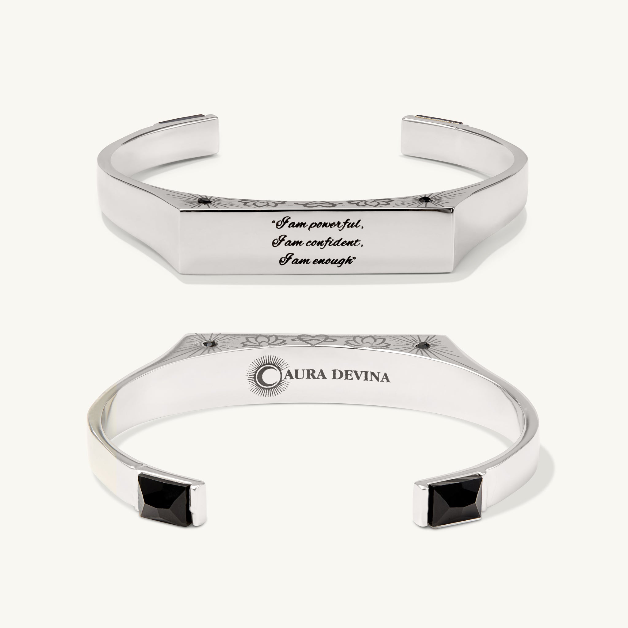 "I am powerful, I am confident, I am enough."- The Manifest Cuff Bracelet - Silver-Aura Devina