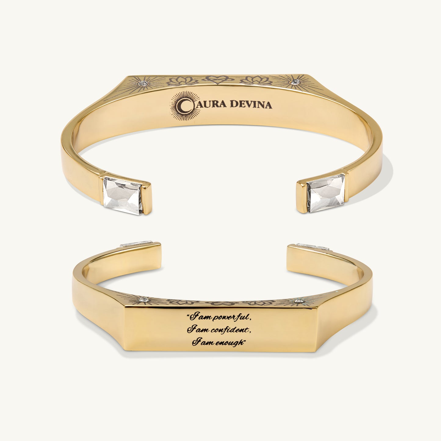 "I Am Powerful, I Am Confident, I Am Enough" - The Manifest Cuff Bracelet - Gold