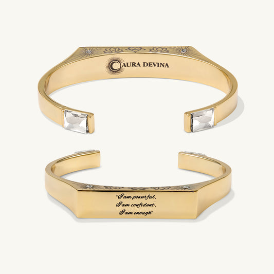 "I Am Powerful, I Am Confident, I Am Enough" - The Manifest Cuff Bracelet - Gold