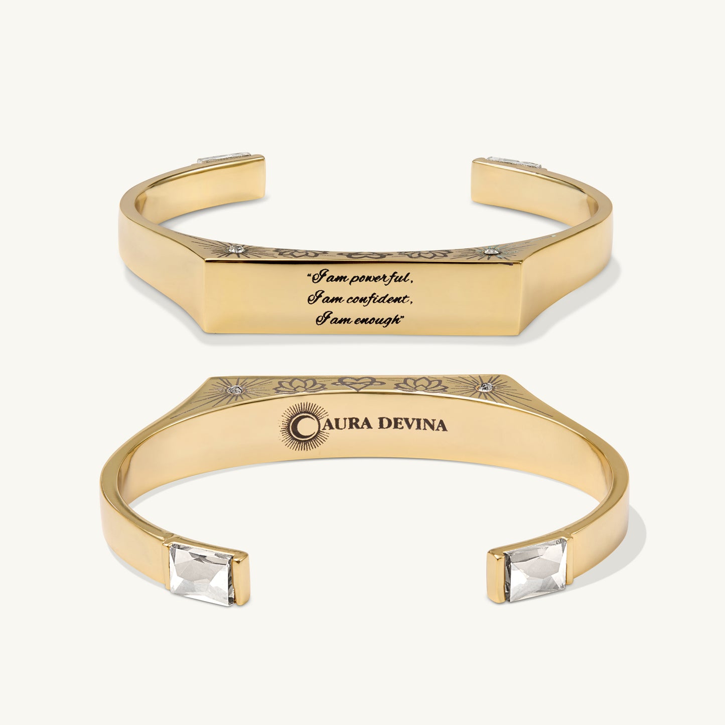 "I Am Powerful, I Am Confident, I Am Enough" - The Manifest Cuff Bracelet - Gold
