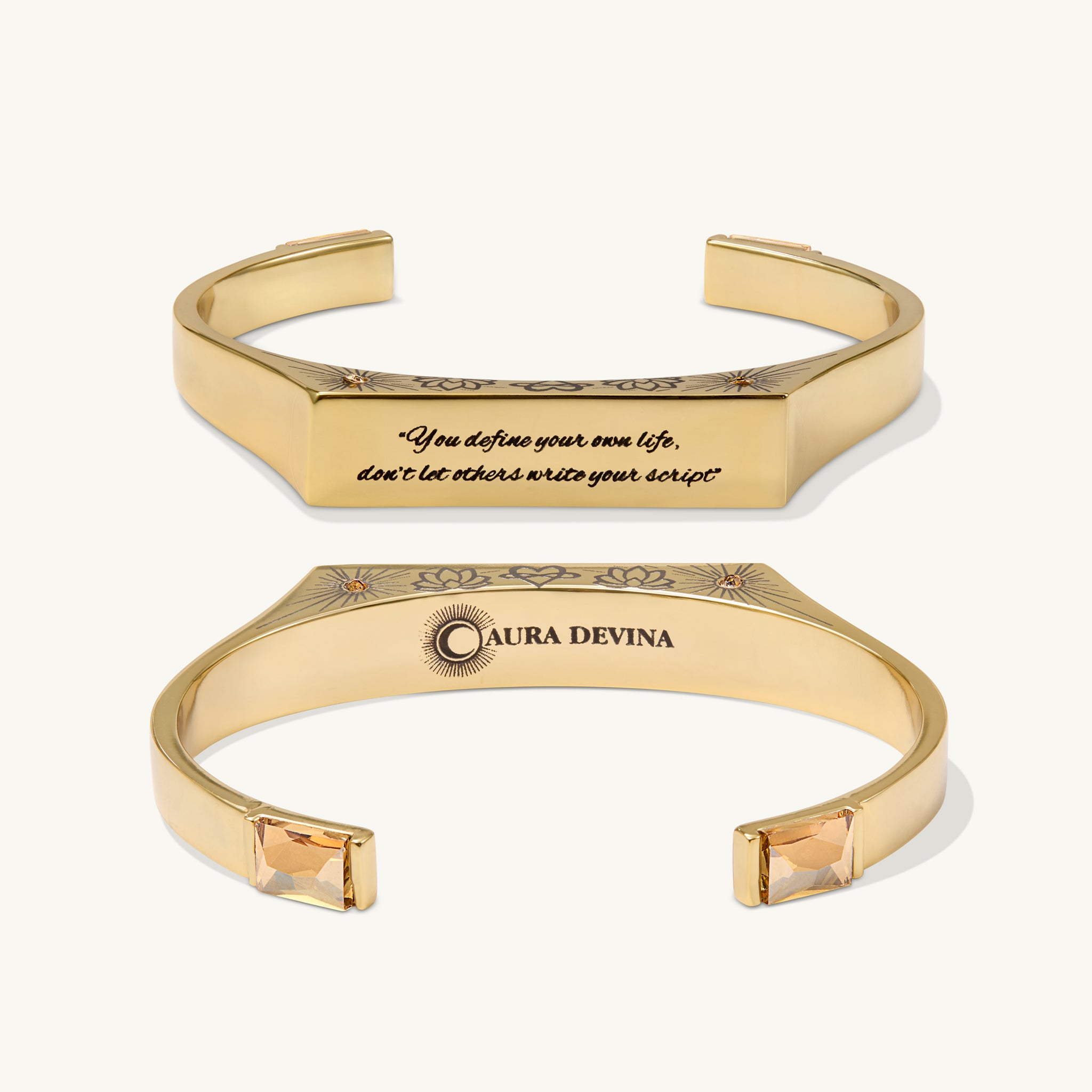 "You Define Your Own Life - Don't Let Others Write Your Script" - The Manifest Cuff Bracelet - Gold-Aura Devina